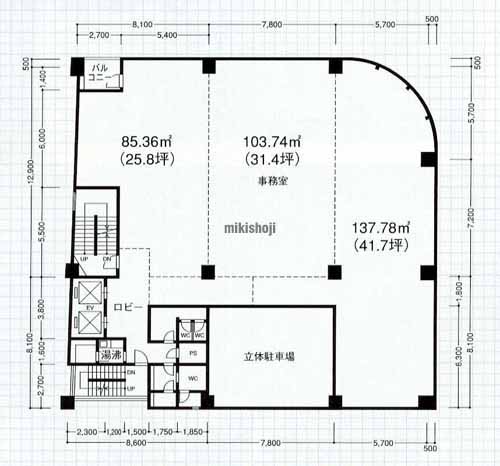 四日市市全域の四日市中央通りビル 平面1