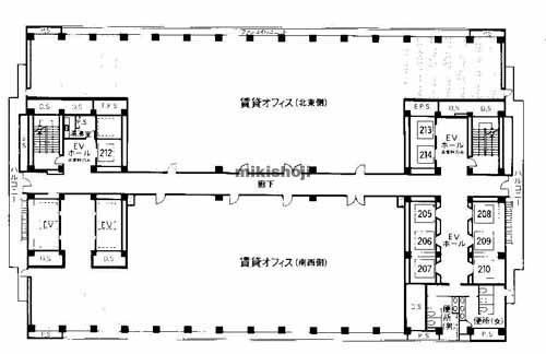 港区の大阪ベイタワーオフィス（旧：ORC200ｵﾌｨｽﾀﾜｰ） 平面1