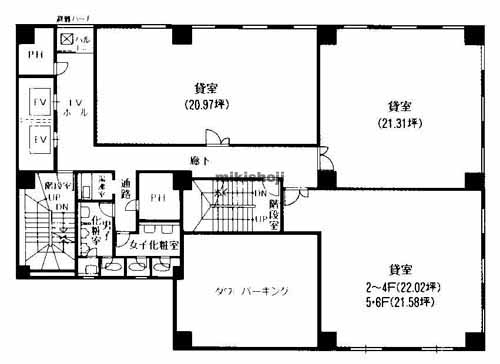 中京区の京ビル２号館 平面1