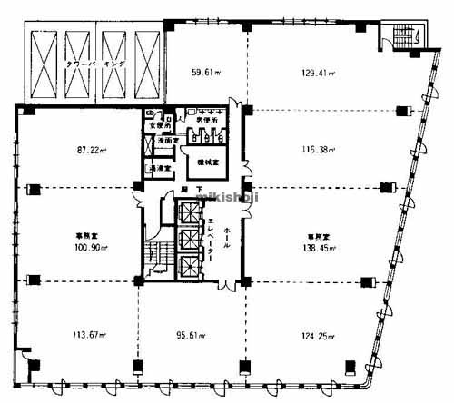 八幡通・磯辺通・浜辺通の大和地所三宮ビル 平面1